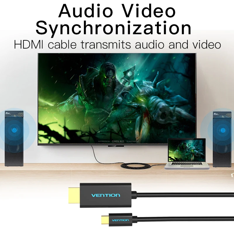 Vention USB Type C в HDMI 1.8 м кабель USB 3.1 Type-C Мужчина HDMI Кабель-адаптер Поддержка 3840*2160 30 Гц для MacBook Google Pixel