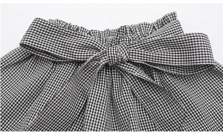 New Casual Teenage Girls Clothing Summer Fashion Bow Ruffle Sleeve Shirt Plaid Shorts Kids Clothes Set 2pcs Korean Children Suit (15)