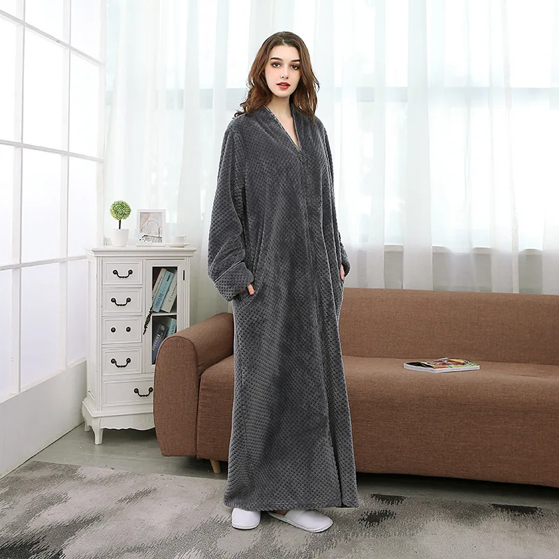Men Bathrobe Zipper Onesie Peignoir Women Thicken Flannel Warm Robes Lover Anckle Longthen Dressing Gown pijama hombre invierno Men Bathrobe Zipper Onesie Peignoir Women Thicken Flannel Warm Robes Lover Anckle Longthen Dressing Gown pijama hombre invierno