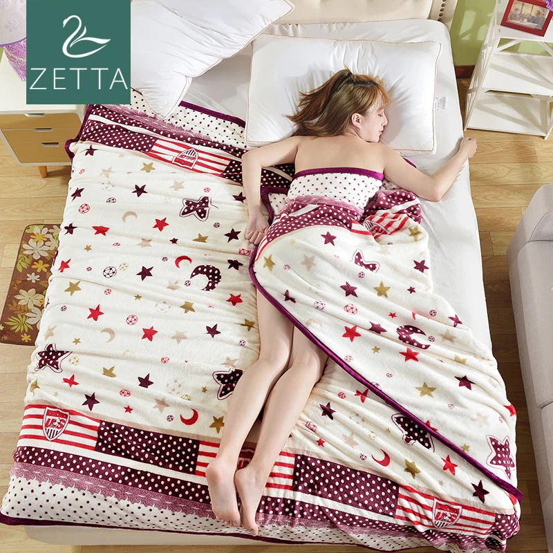 

[ZETTA] bedspread blanket 200x230cm High Density Super Soft Flannel Blanket to on for the sofa/Bed/Car Portable Plaids 3012