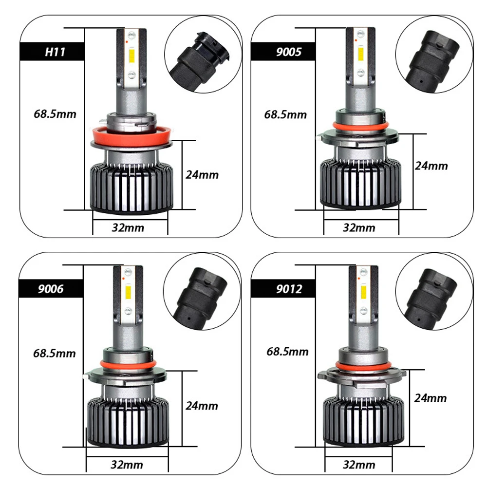 CJXMX 2 шт Мини H7 светодиодный H1 H4 H11 HB3 9005 HB4 9006 D2S светодиодный фар автомобиля лампы 10000LM 70 Вт/заданная величина задние габаритные огни 12В 24В 6000 К налобный фонарь
