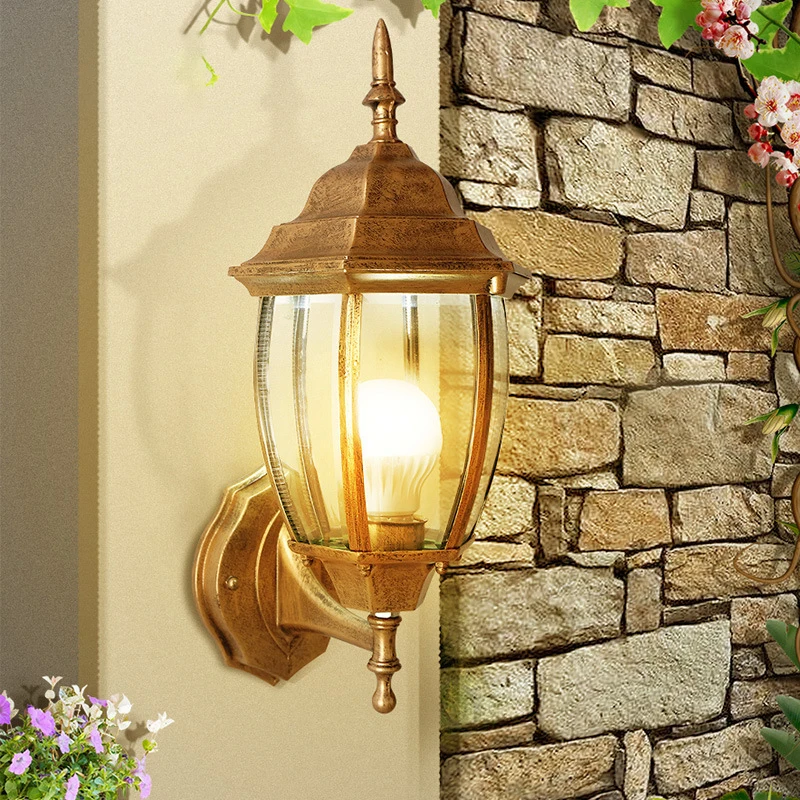 

European outdoor wall lamp antique simple creative waterproof balcony bedroom walkway villa lamps and lanterns