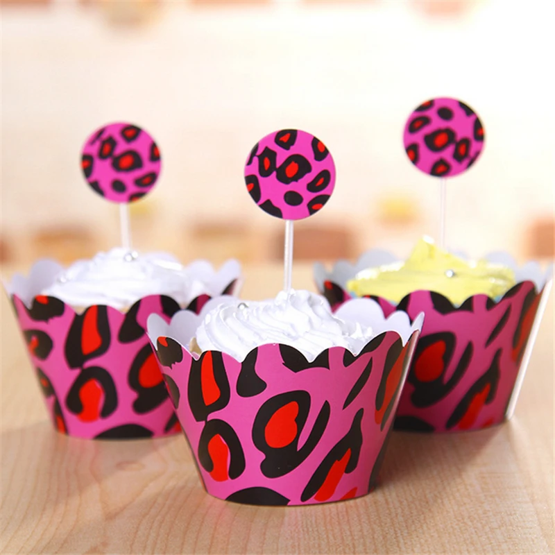 Hey Funny 24pcs Pink Leopard Paper Baby Shower Decorations
