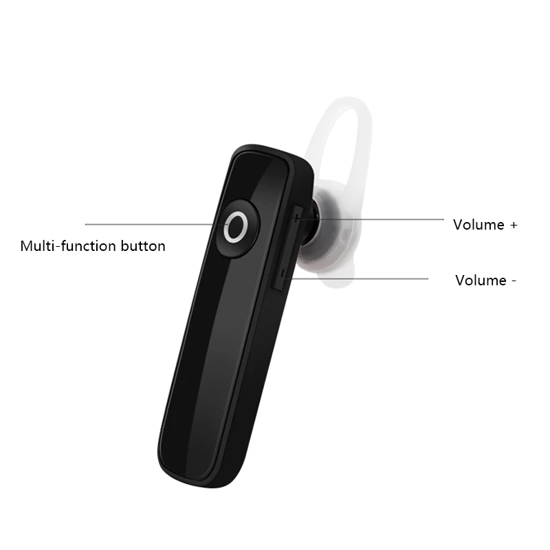 Bluetooth-наушник на одно ухо, беспроводные наушники, мини наушники, гарнитура Bluetooth с микрофоном для телефона, iPhone, xiaomi, samsung - Цвет: Черный