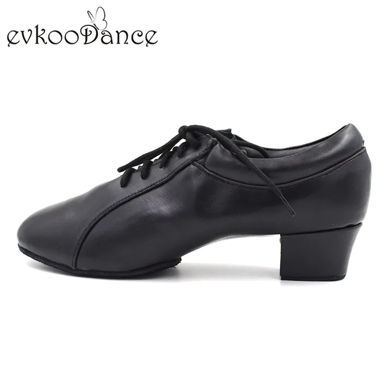 Черные кожаные Танцы Обувь Высота каблука 4 см Размеры США 4.5-13.5 с закрытым носком профессиональная атласная Туфли для латинских танцев Для