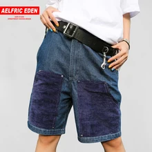 Aelfric Eden, джинсовые шорты, мужские, цветные, с карманами,, летние джинсы, хип-хоп, длина до колена, короткие, для бега, модные, повседневные, уличная одежда