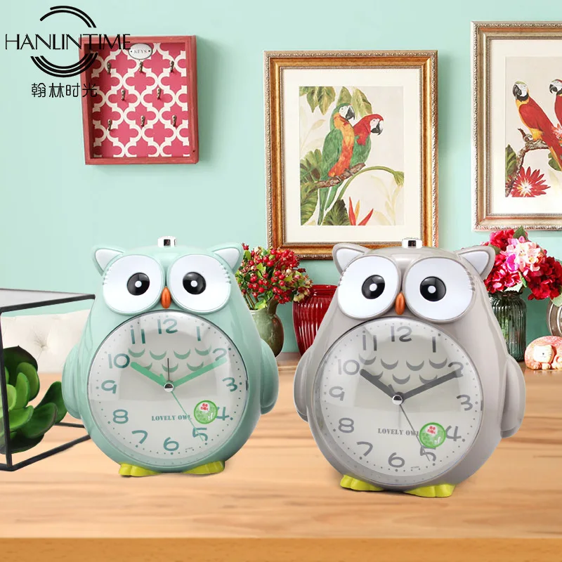 

Quartz Movement Beside Night Light Children Home Decor Desktop Clocks Owl Silent Alarm Clock Gifts For Student Lovely Cartoon