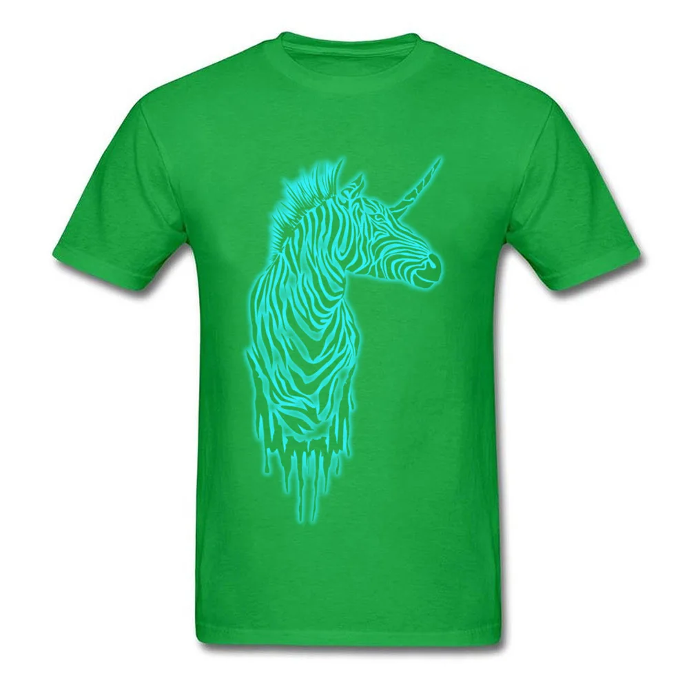 glowing zebras 100% Cotton T Shirt for Male Short Sleeve Design Tops T Shirt 2018 Newest Autumn O-Neck Clothing Shirt Design glowing zebras green