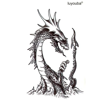 

Loch Ness Monster waterproof temporary tattoos men harajuku flash tattoo sticker Western Dragon tatoo sleeves fake tatto