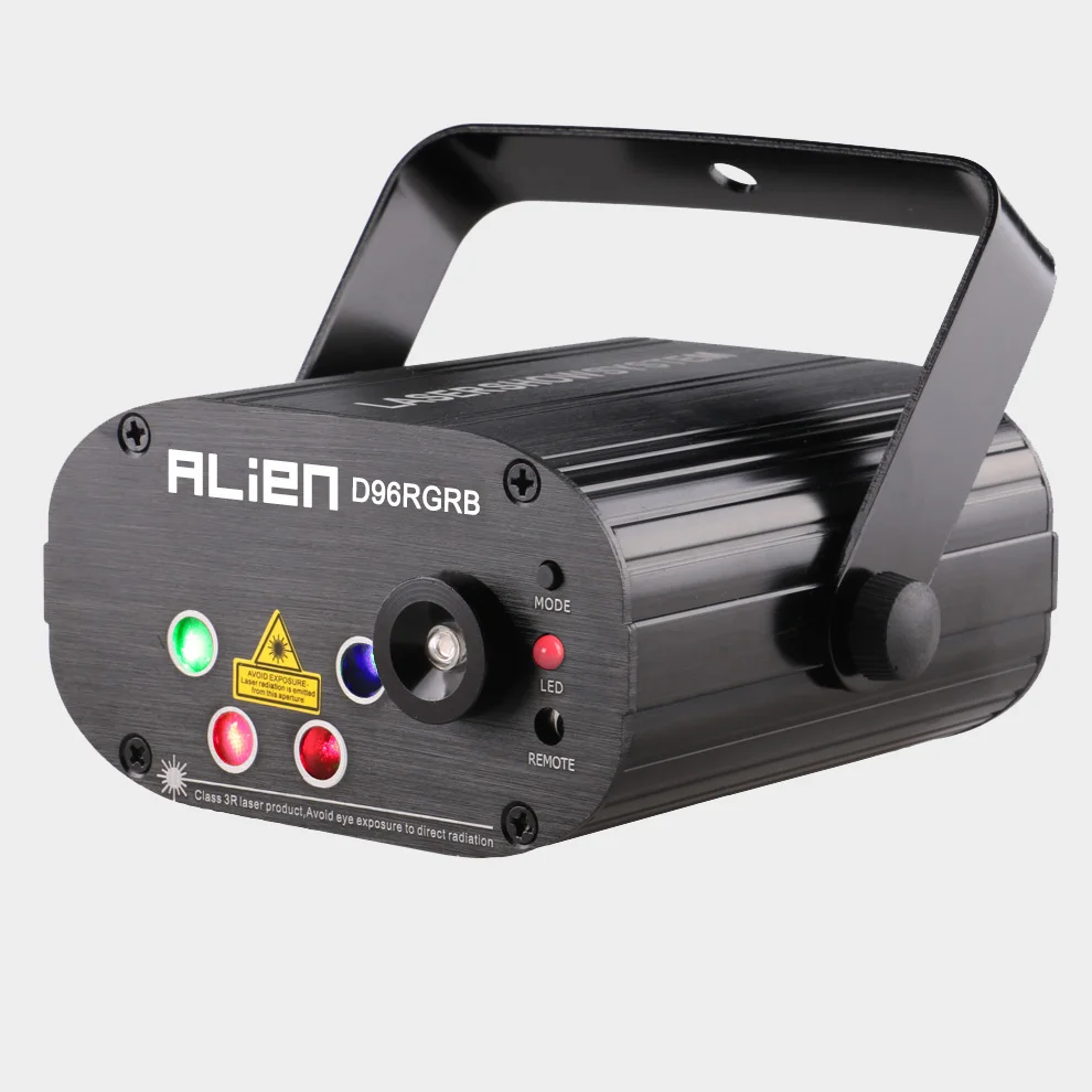 Alienígena nuevos 96 patrones RGB Mini luz láser proyector fiesta de discoteca DJ música láser etapa efecto de iluminación con LED azul luces de Navidad - 2