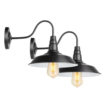 

American Retro wall lamp 2-pack single-head living room lights vintage barn wall sconce black E26 indoor/outdoor AZ02