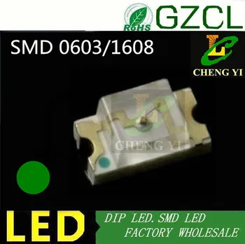 

Factory Promotion Pure Green 0603 smd led 505-530nm 4000PCS green light emitting diode