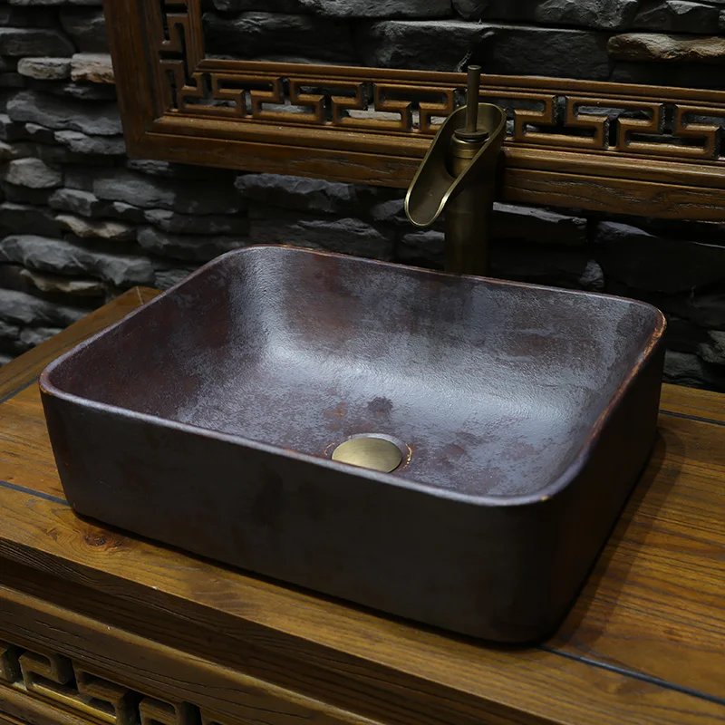 Rectangular bathroom Lavabo Ceramic Counter Top Wash Basin Cloakroom Hand Painted Vessel Sink bathroom sinks washbasin sink (3)