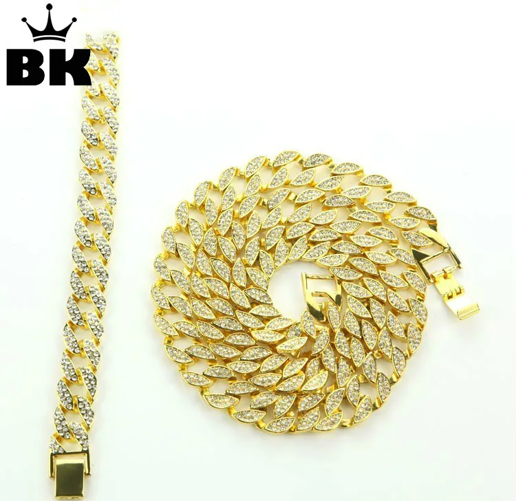 Solid Miami Cuban Link Chain Necklace Gold Color 30