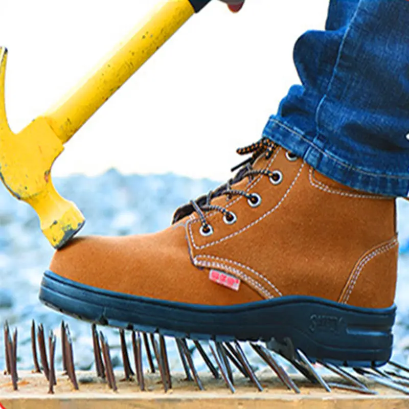 

Construction welder safety shoes Anti-smashing and puncture-proof protective shoes non-slip wear-resistant leather work shoes