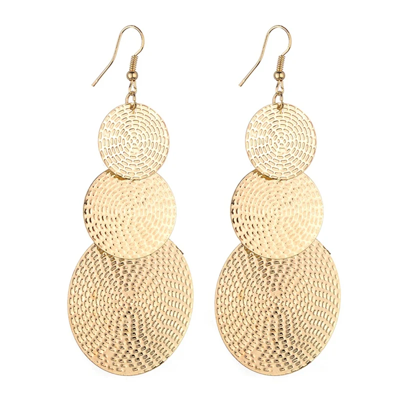 

New Simple Popular Disc Multi-level Annual Ring Earrings Geometric Women Round Dangle Earrings Drop Modern Art Jewellery