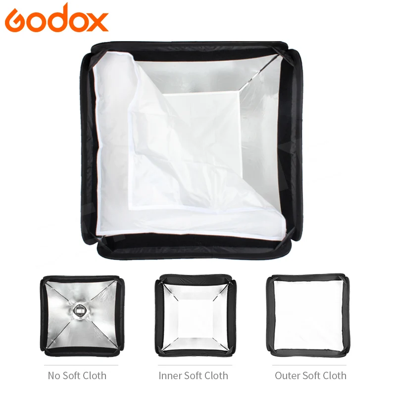 Godox 60 x 60cm Flash Speedlite Softbox + S type Bracket Bowens Mount Kit with 2m Light Stand for C