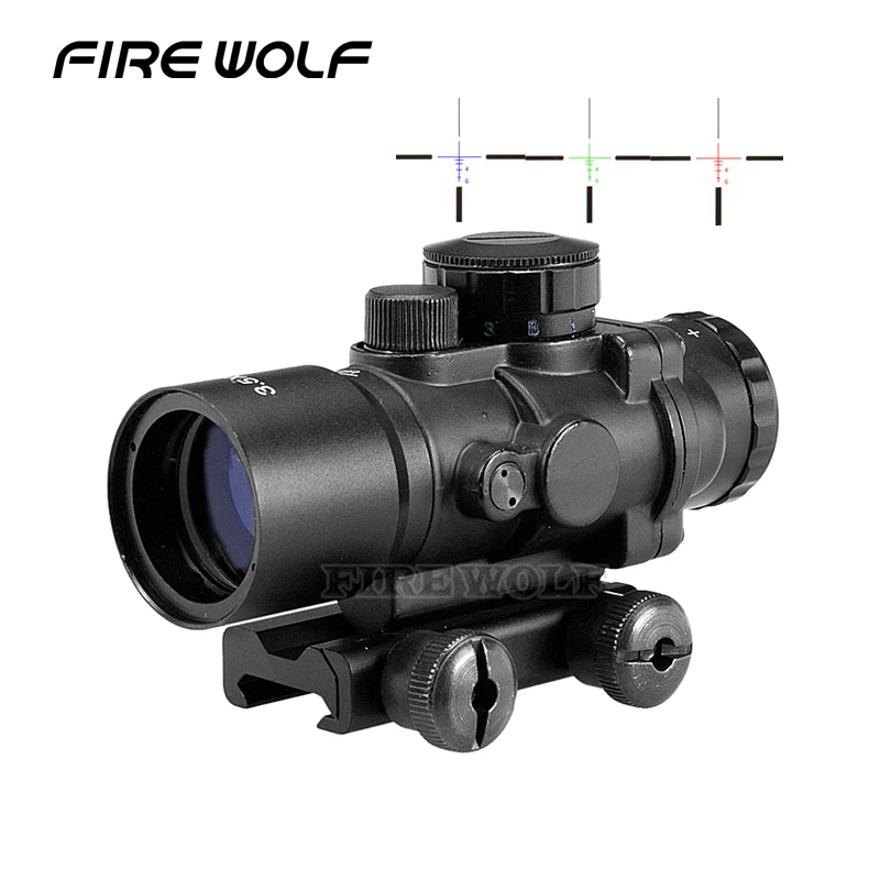 

Hunting Riflescope Tactical 3.5x30 Rgb Laser Sight Dot Red Tri-illuminated Combo Compact Scope Fiber Optics Green Sight