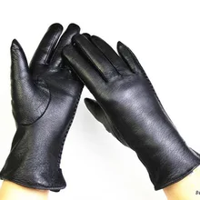 Оленья кожа перчатки женские модные кружевные стильные кожаные перчатки бархатная подкладка Теплые осенние и зимние