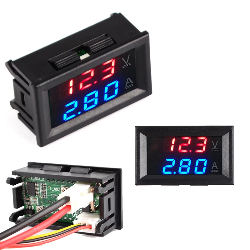DC 100V 10A 50A 100A Mini Digital Voltmeter Ammeter Voltage Current Meter Tester 0.28&quot Blue Red Dual LED Display For Home#92439 |