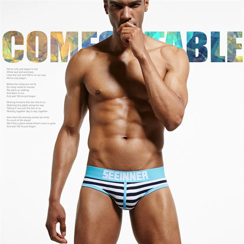 Comfortable Swim Briefs Men Print Underwear Knickers Cotton Boxer Briefs Shorts Bulge U Pouch Underpants Sexy Breathable #2H25 (5)