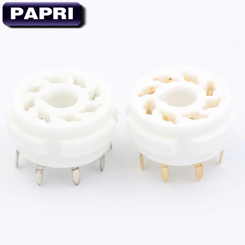 

PAPRI 10PCS Ceramic K8A Gold Plated 8Pin Vacuum Tube Socket PCB Mount Gold Octal Valve Base For KT88 EL34 274B 6SN7 6SL7 6V6 Etc