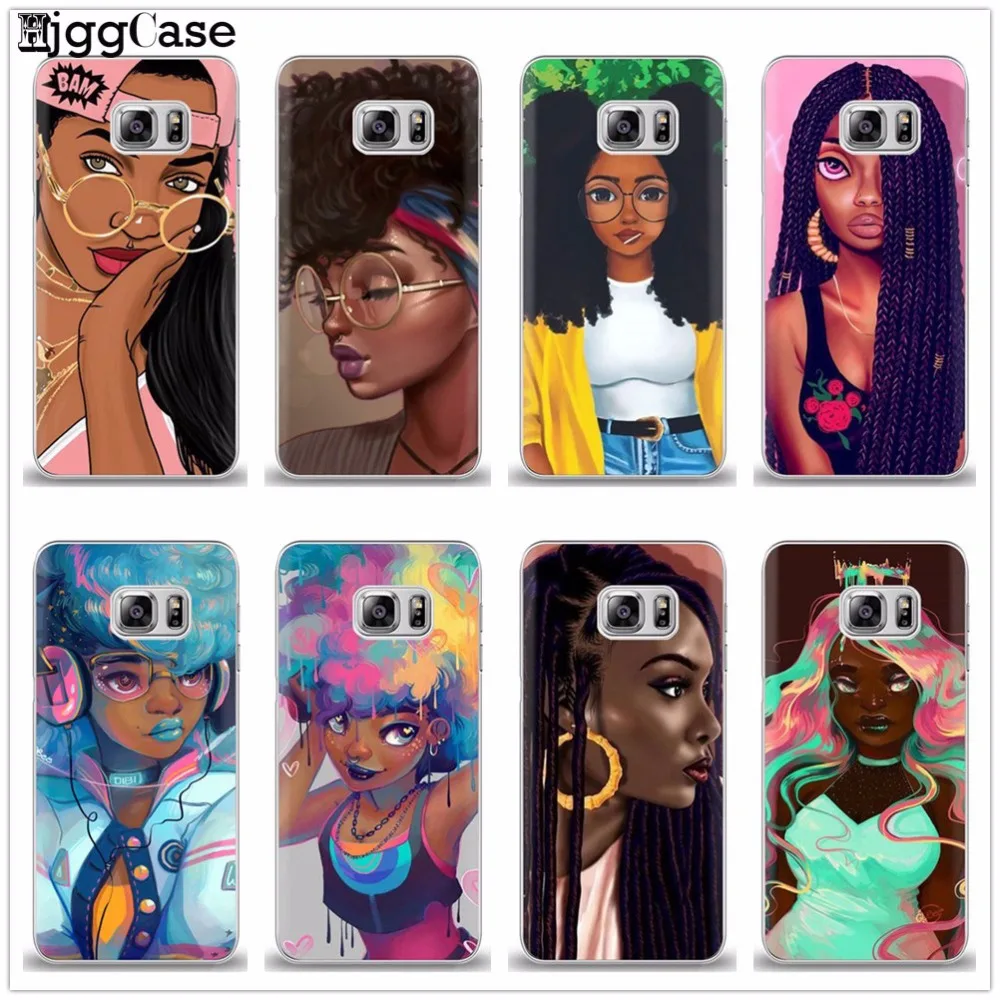 

Afro Girls Soft silicone Phone Case For Samsung Galaxy J3 J5 J7 2016 2017 J4 J6 2018 J2 Prime J5 Prime Black Women art Cases