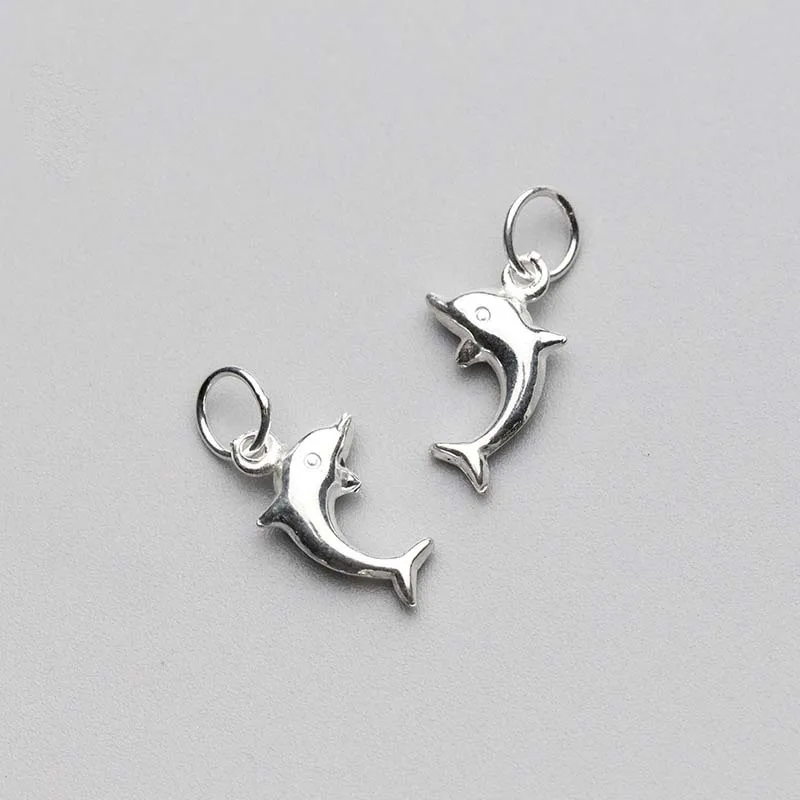 

925 Sterling Silver Cute Dolphin Charms 13x7.5mm Handmade Women Jewelry Pendant Accessories DIY Dangle Earring Necklace Gift