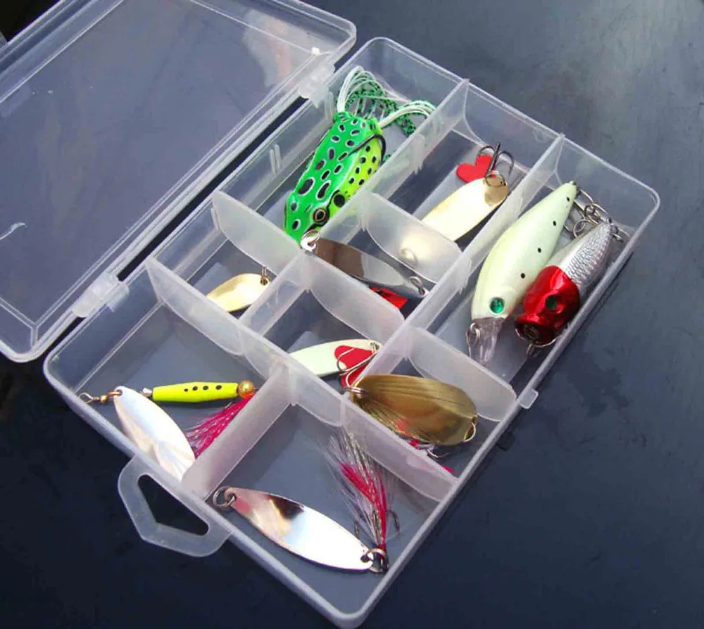 Fishing Lure Bait Hooks Handheld Organizer with Adjustable Compartments Portable PlasticLure Tool Case