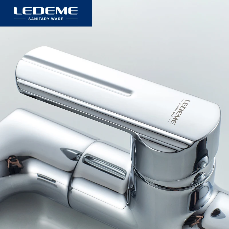LEDEME смеситель для ванной комнаты хромированный двухслойный кран с одной ручкой и одним отверстием смеситель для ванны кран для холодной и горячей воды L1066