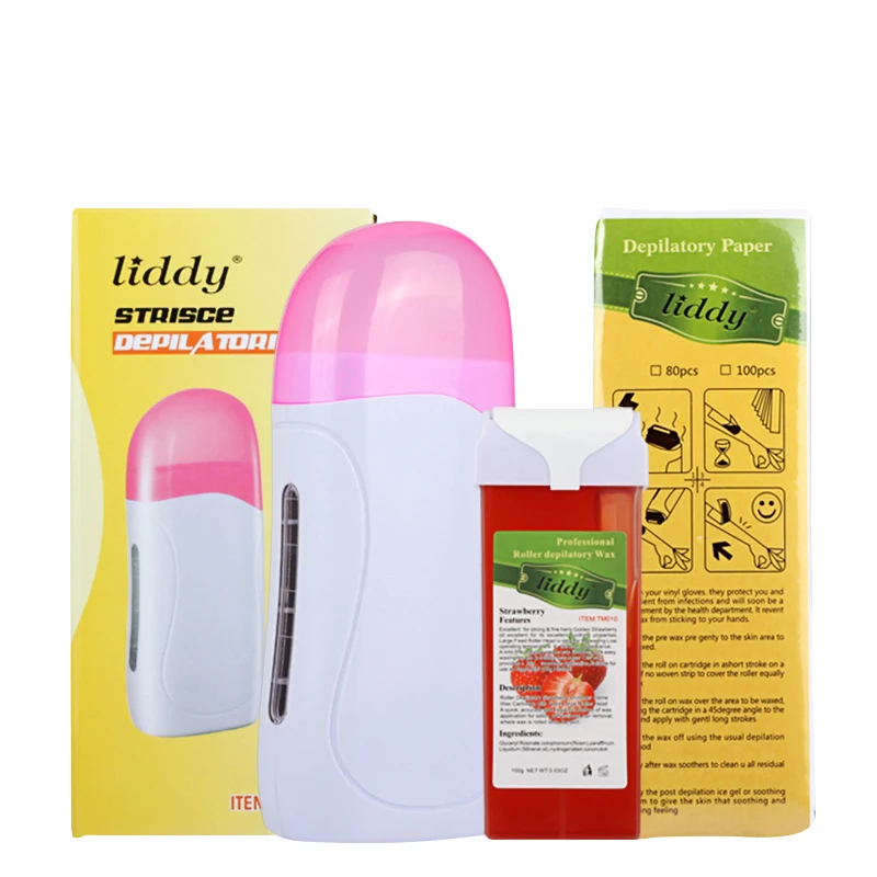 

3 In 1 Depilatory Hair Removal Wax Wet Wax Strips For Hair Removal With Epilator Machine Cartridge Heater Waxing Paper Set