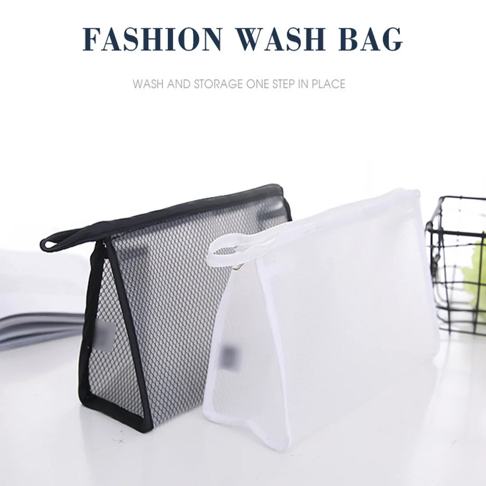 

Grid Transparent Storage Package Portable Cosmetic Bag Waterproof Washing Bag High Quality Housekeeping Container Organizers