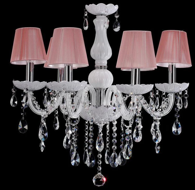 Chandelier 2017 New European Style Dining Room Bedroom Light Modern Crystal Chandeliers Lamp Pink e14 E14 Bulb Lamp Living Room