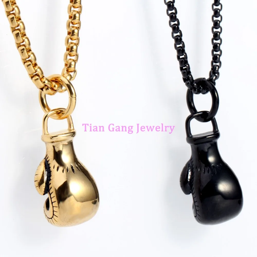 Boxing Glove Gold or Black necklace for men women 316L stainless steel