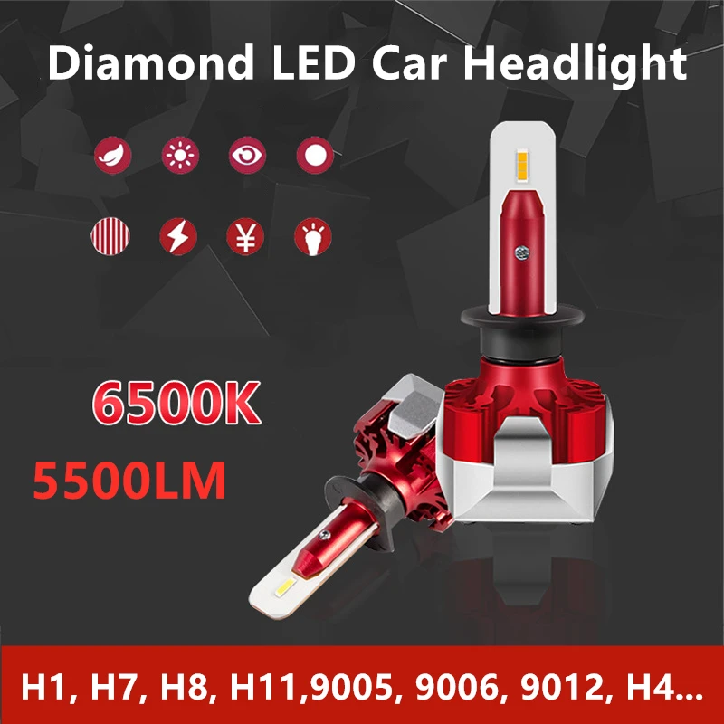 2Pcs Super Brgiht Car Led Light H1 H7 Bulb H4 H8 H9 H11 9005 HB3 Headlights Canbus 110W 12000LM 12V Auto LED Lamps | Автомобили и