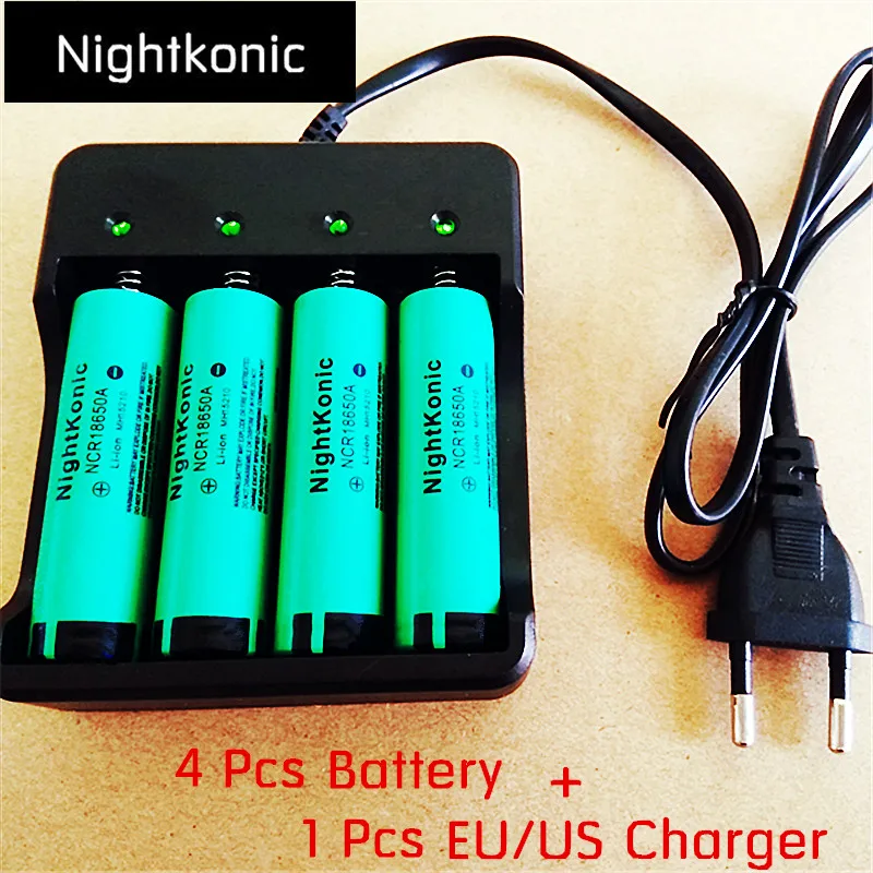 

Nightkonic 4 PCS/LOT 18650 Battery 3.7V Li-ion Rechargeable Battery B