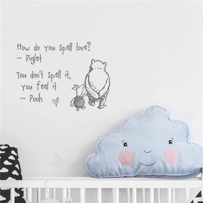 Us 7 35 25 Off Vinyl Wall Sticker For Kids Room Mural How Do You Spell Love Winnie The Pooh Quote Decal Baby Bedroom Nursery Decor Poster W038 In