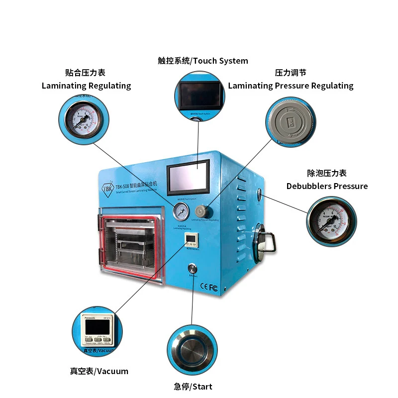  5 IN 1 TBK-508 Vacuum Laminating Machine for Sumsung S6 S6+ S7 S8 S8+ Edge Curved Phone LCD OCA Rep
