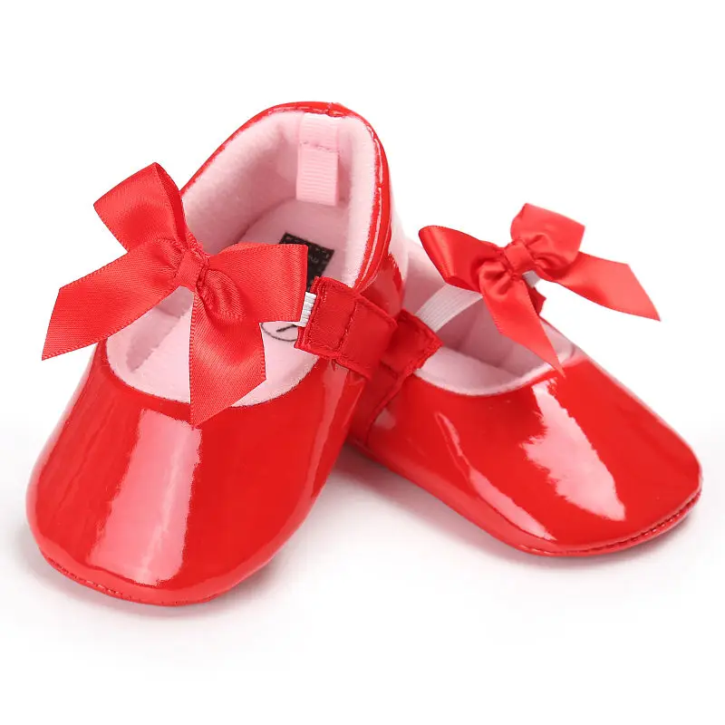 WONBO/обувь принцессы для новорожденных девочек; детская кроватка; Bebe; для малышей; для детей; для первых шагов; из лакированной кожи; Мэри Джейн; с большим бантом; однотонная обувь - Цвет: Model 3