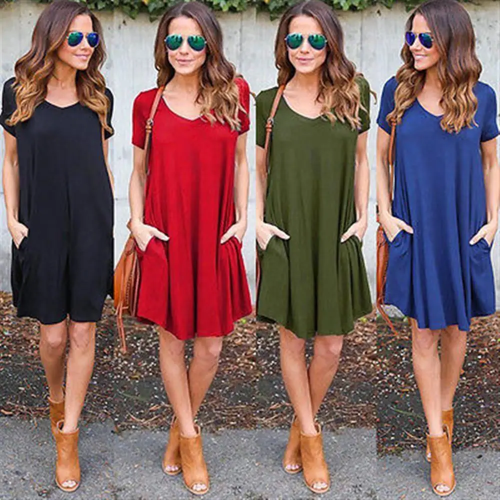 Модные летние Для Женщин ShortSleeve платье Повседневное Sexy v образным вырезом