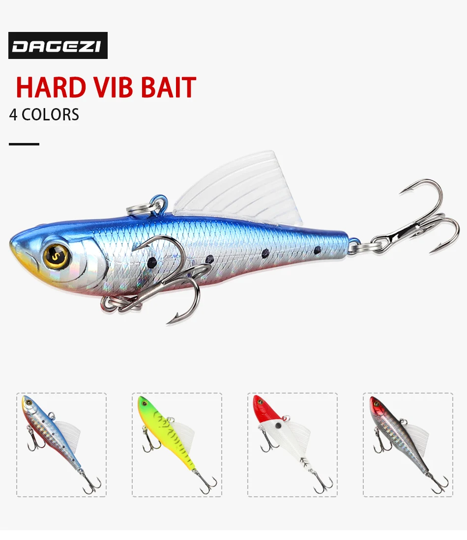 Isca de Pesca Isca com Barbatanas Dagezi Cores Isca Artificial 6.8cm - 13g Duro Lula Crankbait Pesca Equipamento Vib 4 1 Cheap Iscas artificiais