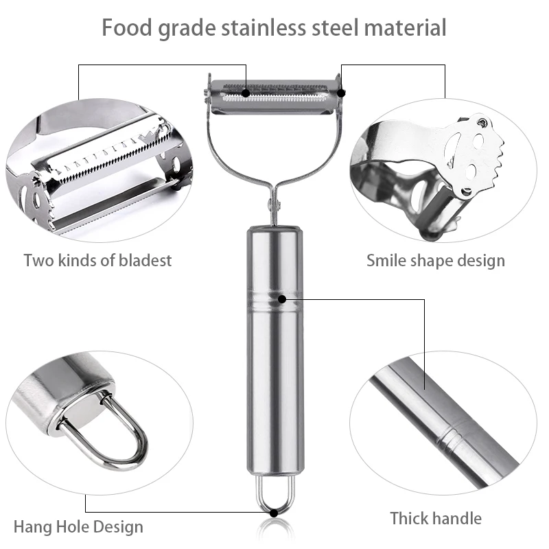 KONCO острый фруктовый Овощечистка, нержавеющая сталь Овощечистка, Картофельная Терка жульен овощечистка, двойной строгания Терка кухонные инструменты