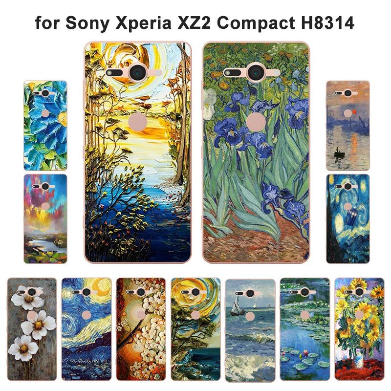 for Sony Xperia XZ2 Compact Shell Oil Painted H8314 H8324 Soft Silicon Phone Cases 5.0&quot XZ 2 | Мобильные телефоны и