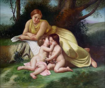 

High quality Oil Painting: Rep Bouguereau Lady Contemplating children on Canvas hand painted #free shipping