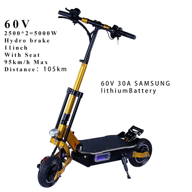 5000W 95KMH High Speed Electric Scooter Samsung battery Foldable Adult