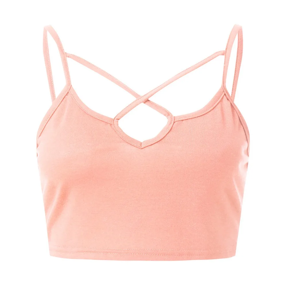 Женский топ на бретелях одежда без рукавов укороченный бюстгальтер с открытой