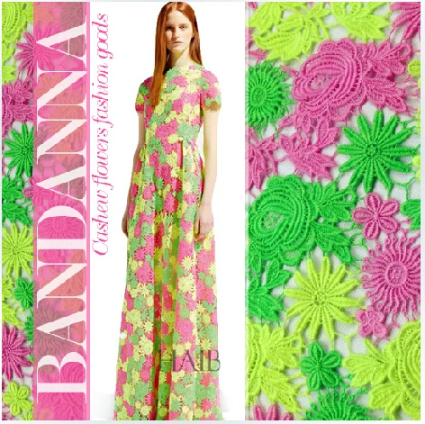 

Exquisite multicolor flower three-dimensional water-soluble lace fabric thick cotton thread big brand clothing custom fabrics