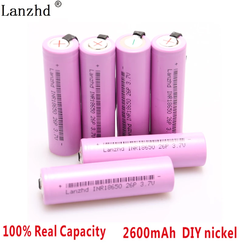 12 шт. DIY 18650 батарея INR18650 никелевые листы перезаряжаемые батареи Li ion 2600mAh 3 7 V для