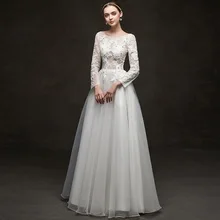 Элегантное свадебное платье трапециевидной формы с длинным рукавом кружевное свадебное платье Vestido De Noiva Estilo Princesa белое платье невесты