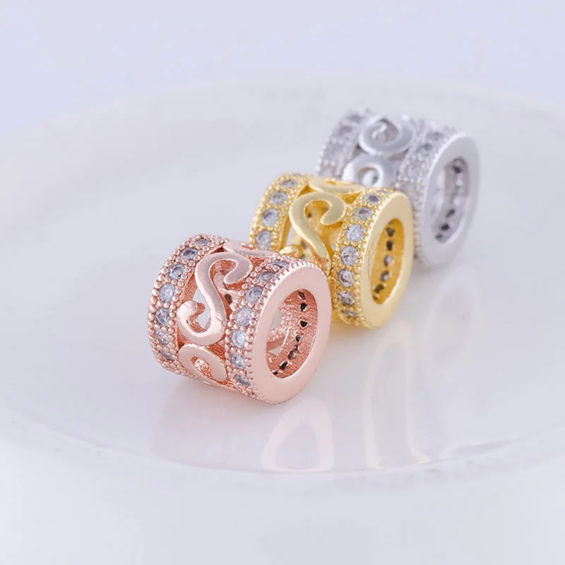 

JUYA 7*8 mm Cylindrical Losse Beads DIY Handmade Jewelry Cubic Zirconia Lucky Bead Charm Pendants Connectors For Necklace Making